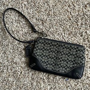 Coach black signature wristlet